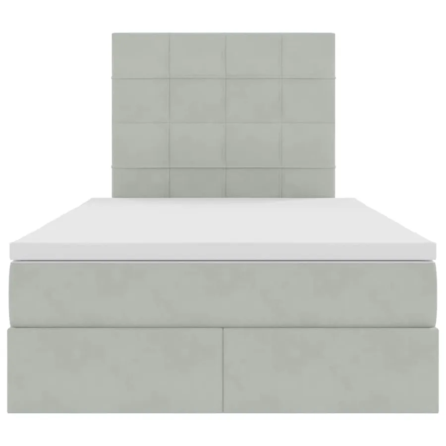 Lit avec rangement et matelas Gris clair 120 x 190 cm Velours - 7