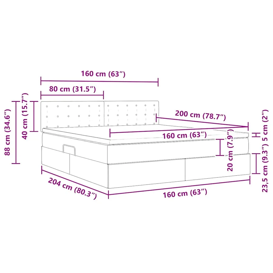 Lit de rangement LED avec matelas Vert foncé 160 x 200 cm - 17