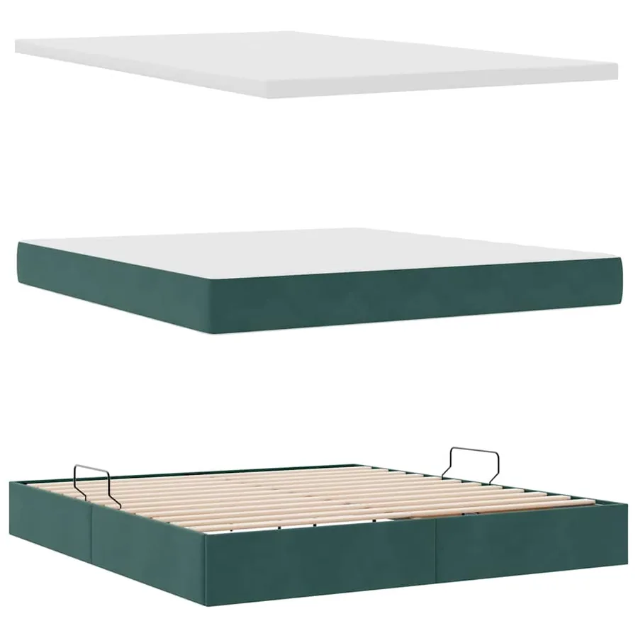 Lit de rangement LED avec matelas Vert foncé 160 x 200 cm - 9