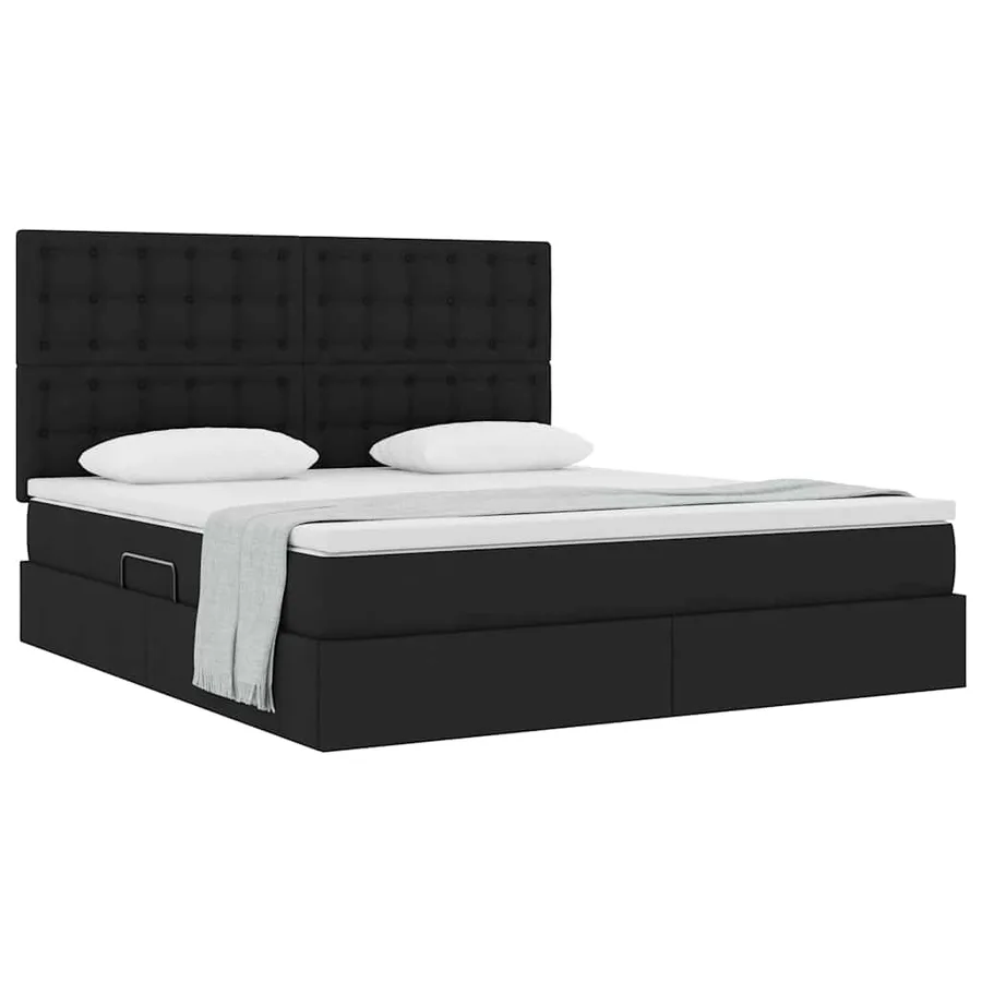 Lit avec rangement et matelas Noir 160 x 200 cm tissu - 3