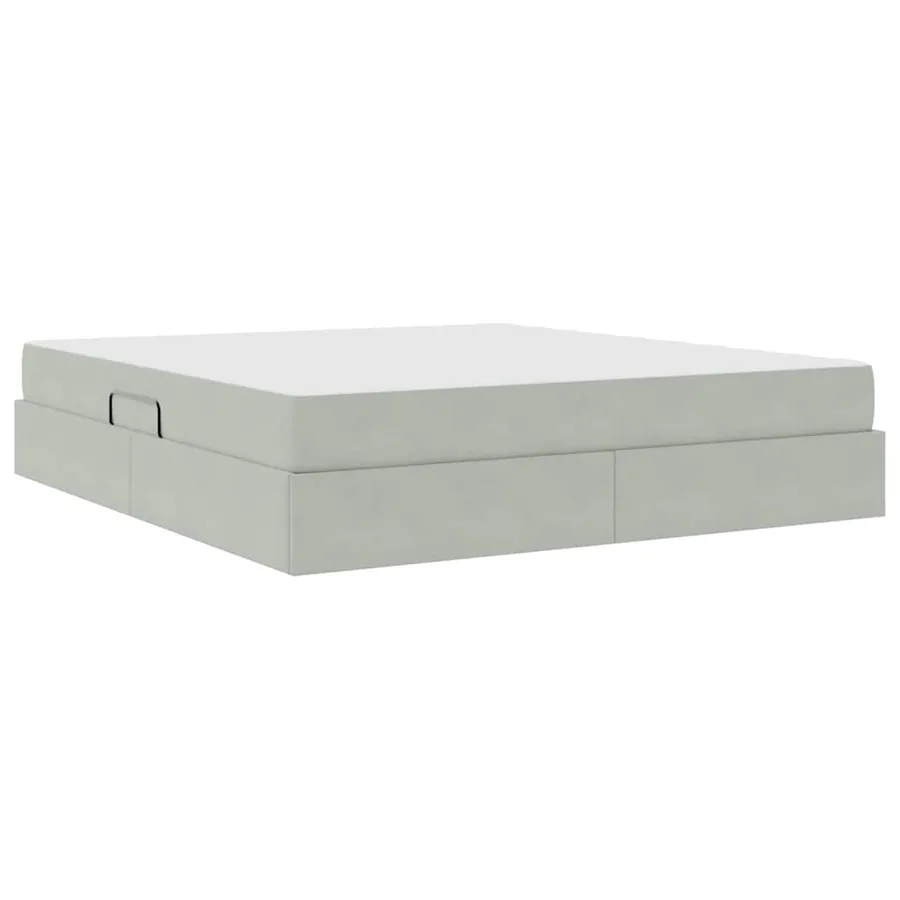 Lit avec rangement et matelas Gris clair 160 x 200 cm Velours - 10