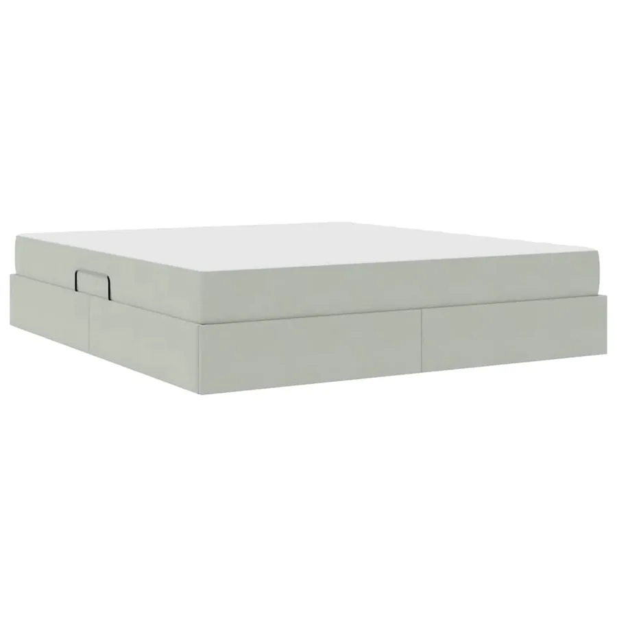 Lit avec rangement et matelas Gris clair 160 x 200 cm Velours - 5