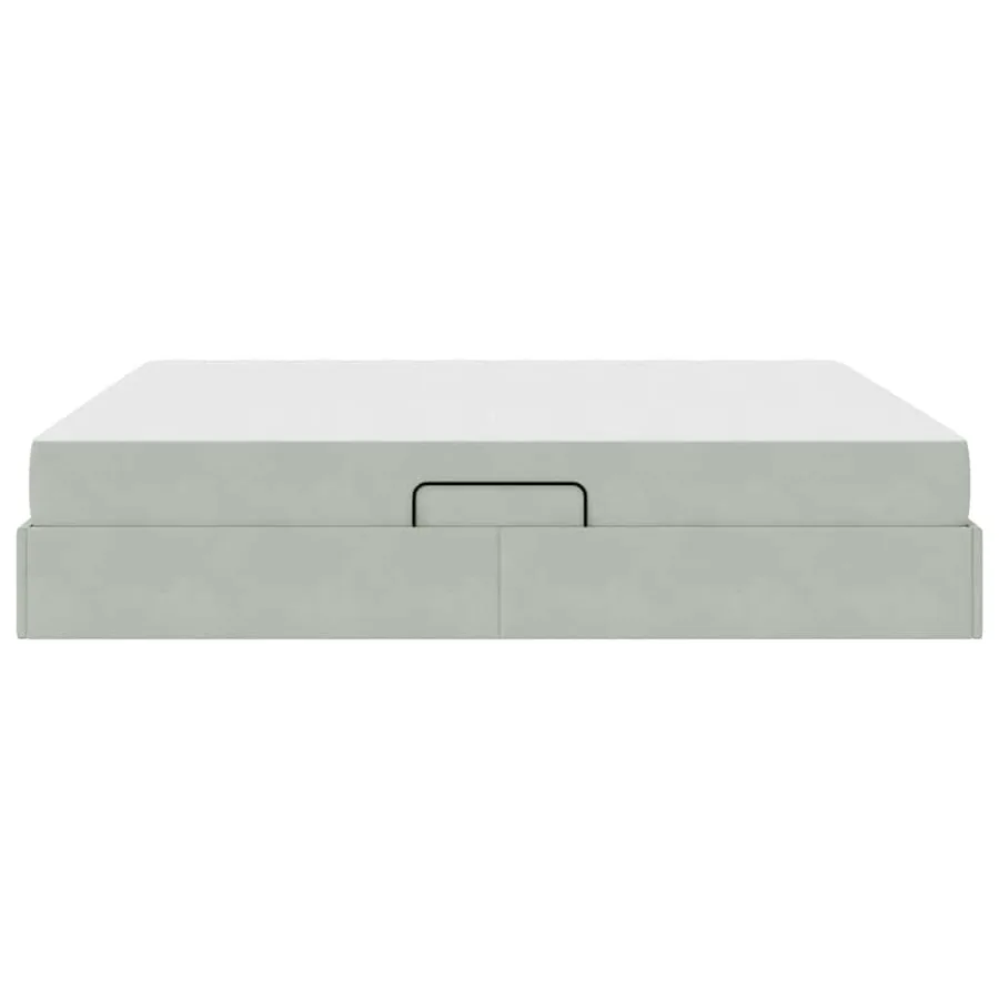 Lit avec rangement et matelas Gris clair 160 x 200 cm Velours - 9