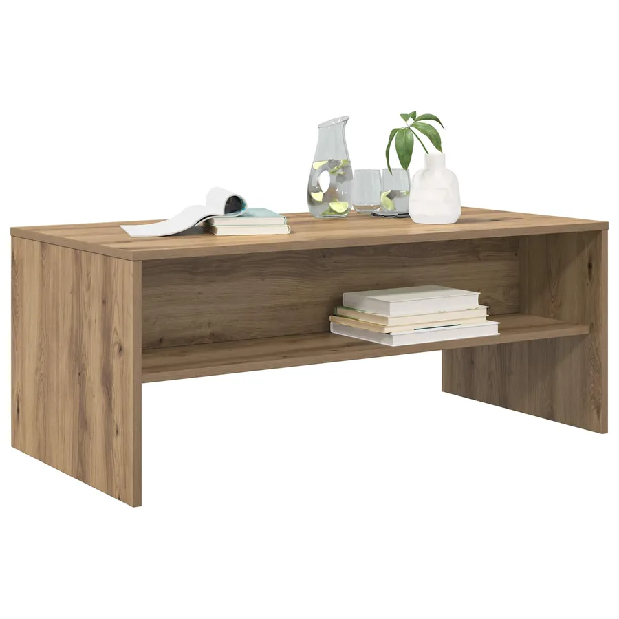 Table basse Chêne artisanal 100 x 50 x 40 cm Bois d'ingénierie - 3