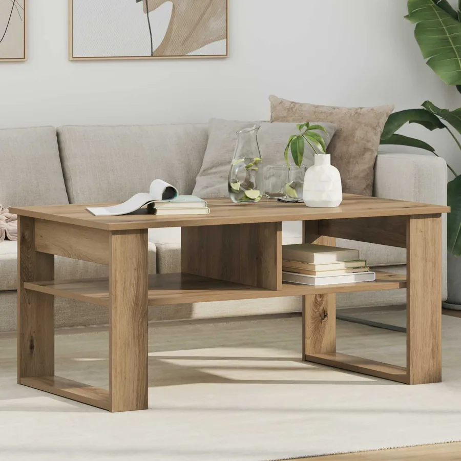 Table basse Chêne artisanal 96 x 54 x 44 cm Bois d'ingénierie