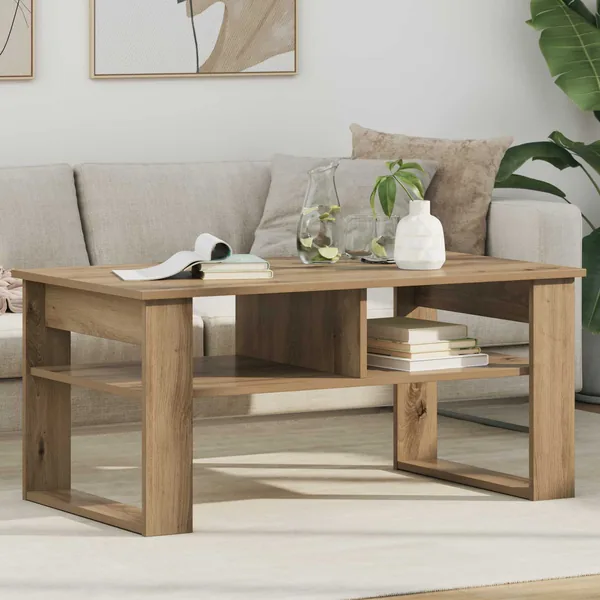 Table basse Chêne artisanal 96 x 54 x 44 cm Bois d'ingénierie