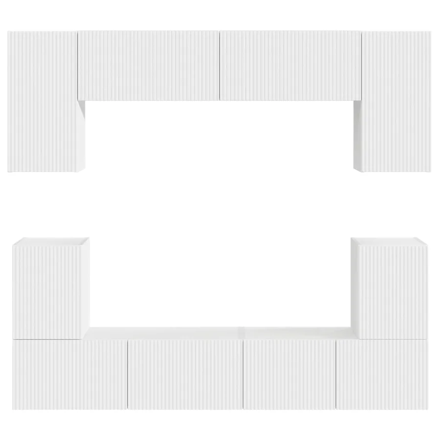 Ensemble meuble TV Montage mural 5 pcs Blanc Bois d'ingénierie - 8