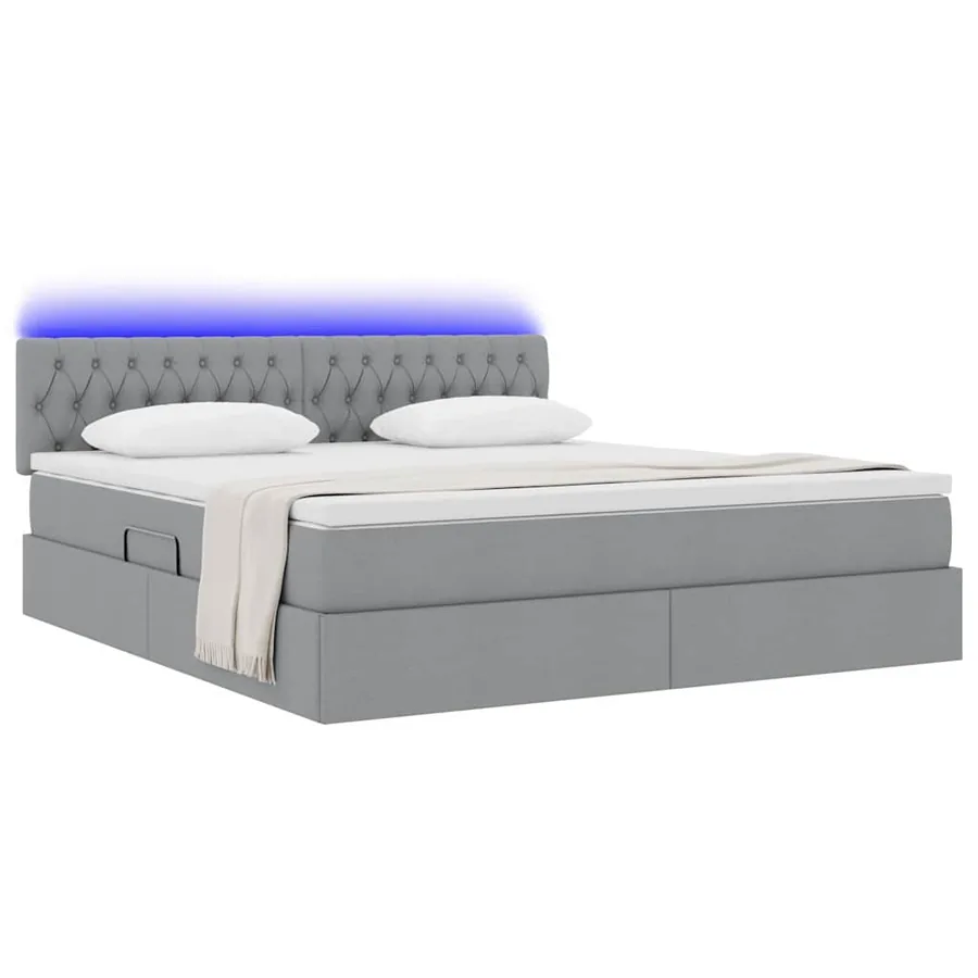 Lit de rangement LED avec matelas Gris clair 160 x 200 cm Tissu - 3