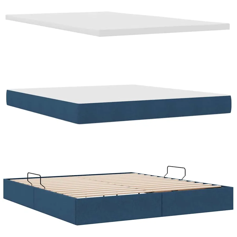 Lit de rangement LED avec matelas Bleu 160 x 200 cm Tissu - 9