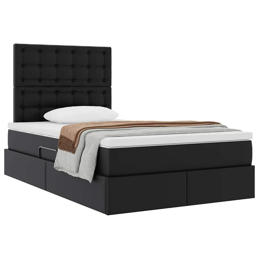 Lit de Rangement Noir 120 x 190 cm Cuir synthétique - 3