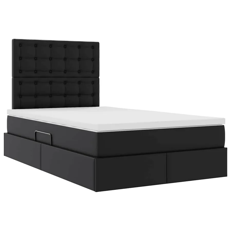Lit de Rangement Noir 120 x 190 cm Cuir synthétique - 5