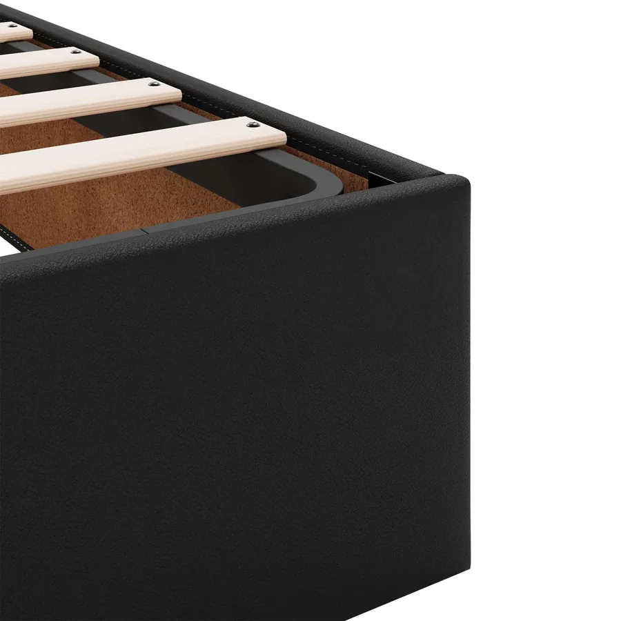 Lit avec rangement et matelas avec matelas 2 pcs Noir Cuir - 11