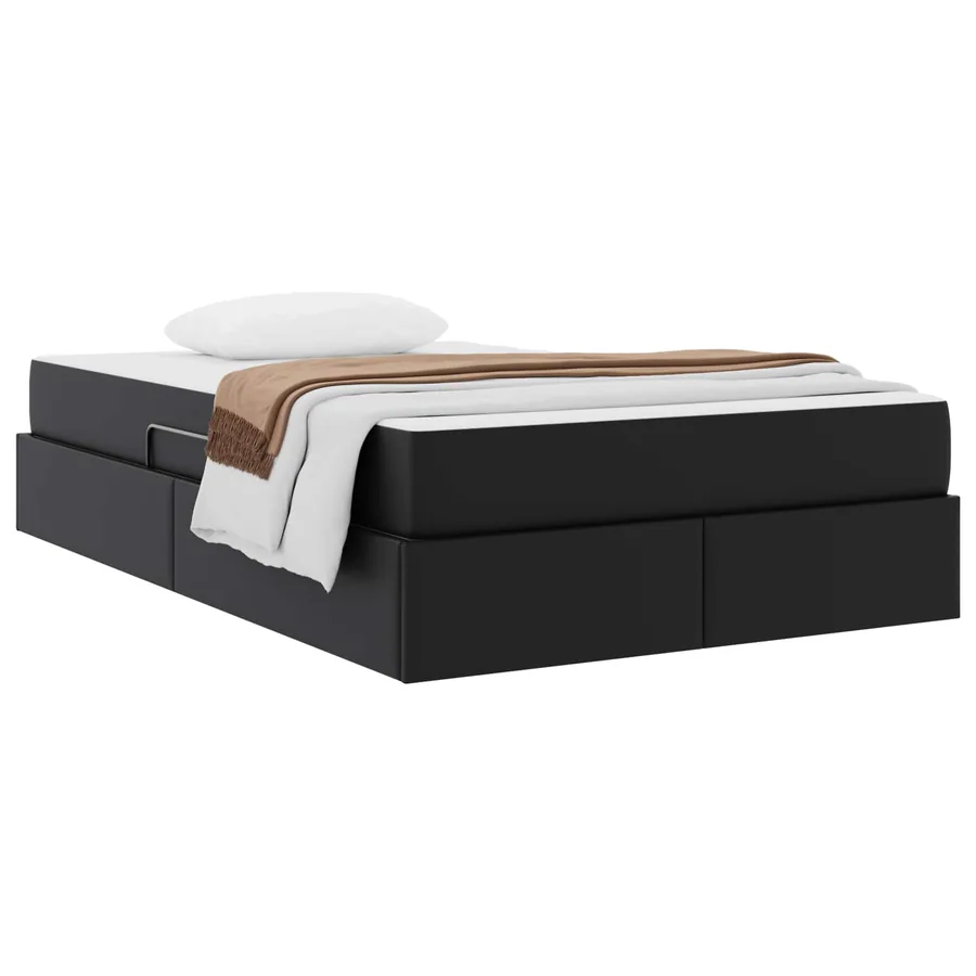 Lit avec rangement et matelas avec matelas 2 pcs Noir Cuir - 3