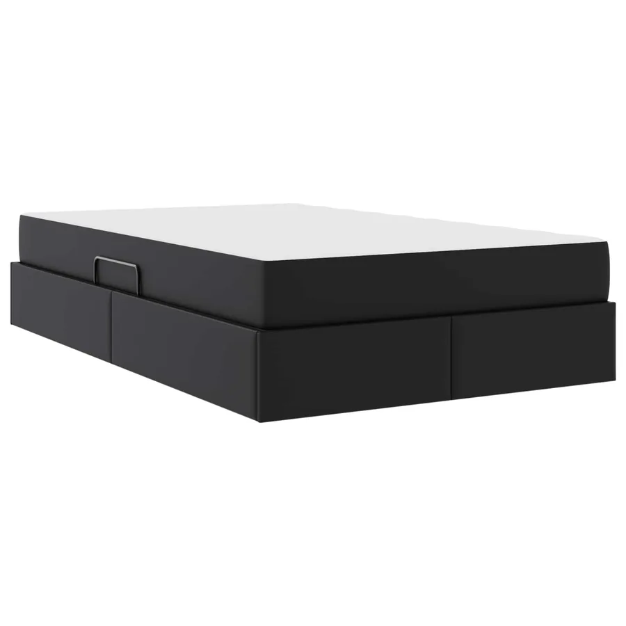 Lit avec rangement et matelas avec matelas 2 pcs Noir Cuir - 5