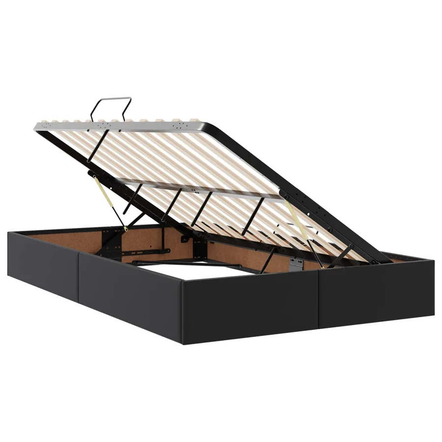 Lit avec rangement et matelas avec matelas 2 pcs Noir Cuir - 6