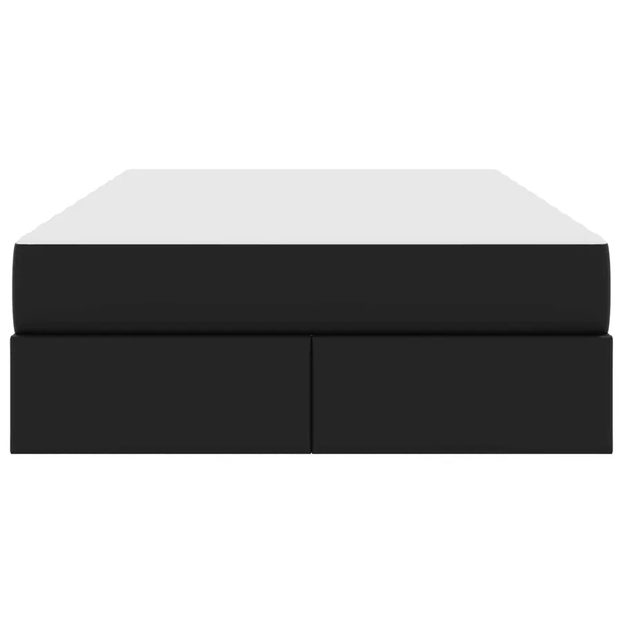 Lit avec rangement et matelas avec matelas 2 pcs Noir Cuir - 7