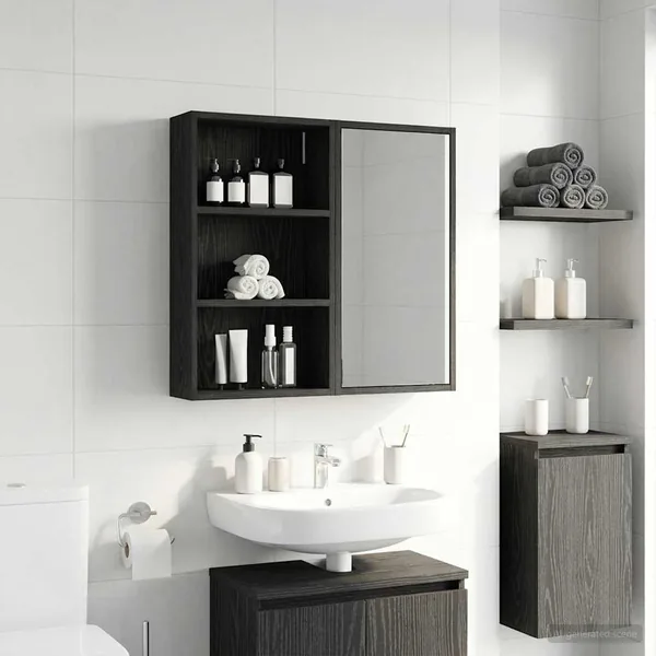 Armoire murale de salle de bain Chêne Noir 40 x 14 x 70 cm