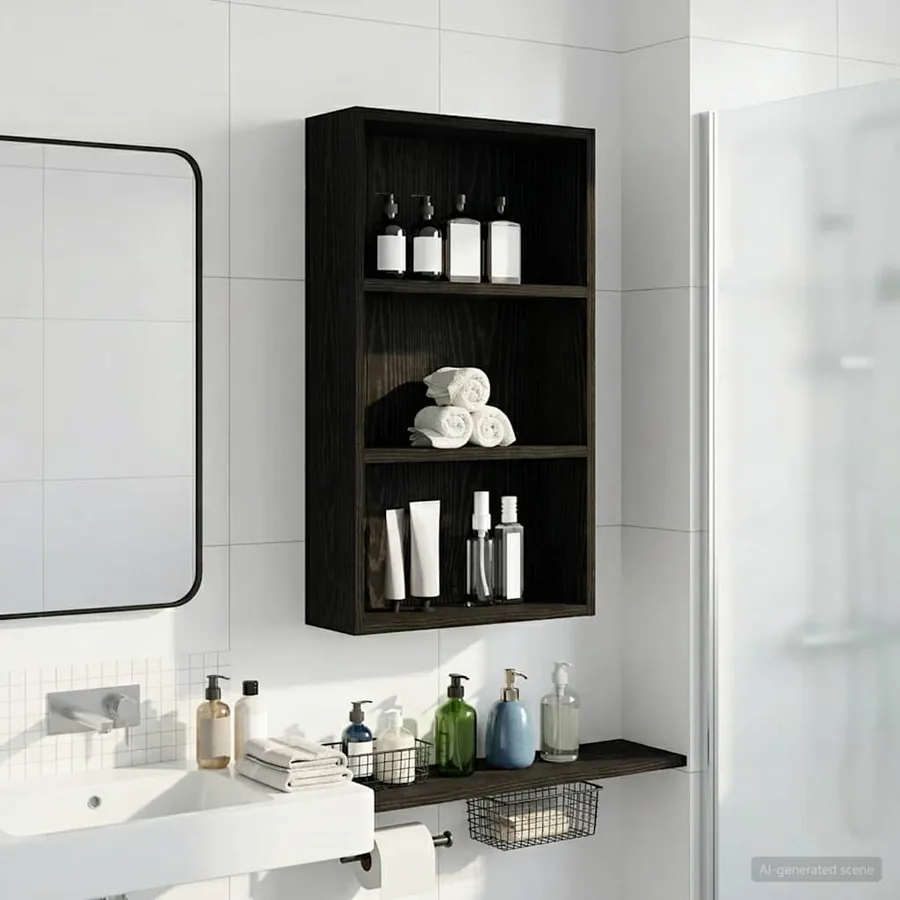 Armoire murale de salle de bain Chêne Noir 40 x 14 x 70 cm - 4