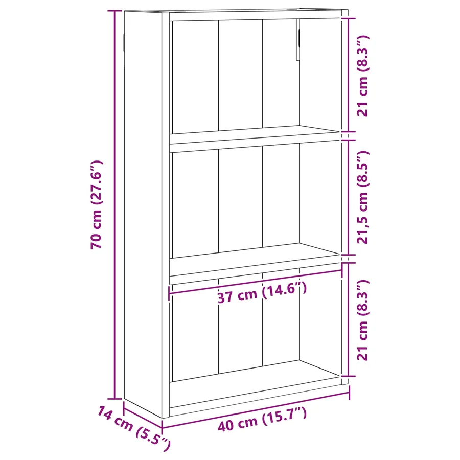 Armoire murale de salle de bain Chêne Noir 40 x 14 x 70 cm - 8