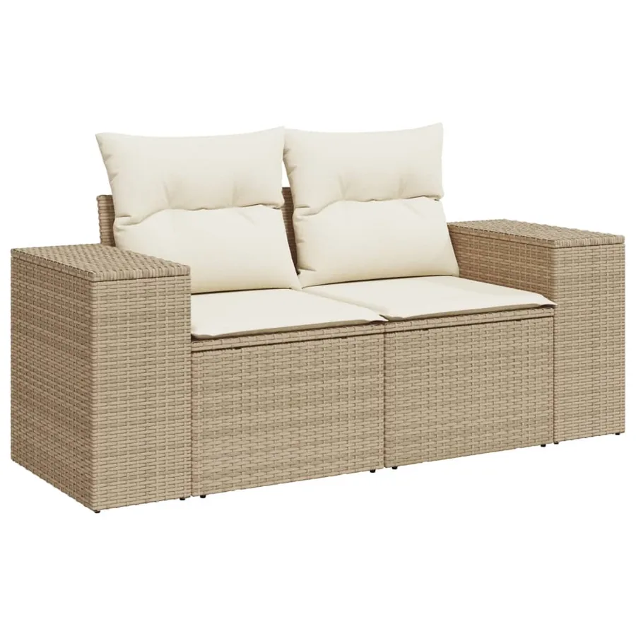 Salon de jardin avec coussins 8 pcs beige résine tressée - 4