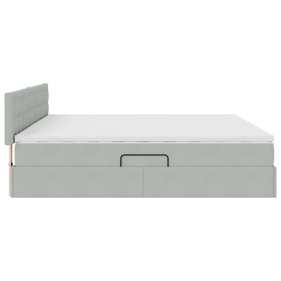 Lit de Rangement avec stockage Gris clair 200 x 200 cm Velours - 9