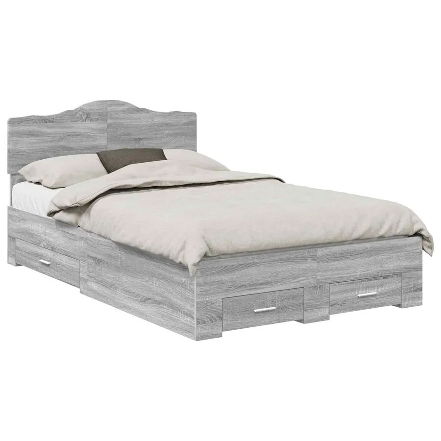 Cadre de lit Gris Sonoma 120 x 190 cm Bois d'ingénierie - 2