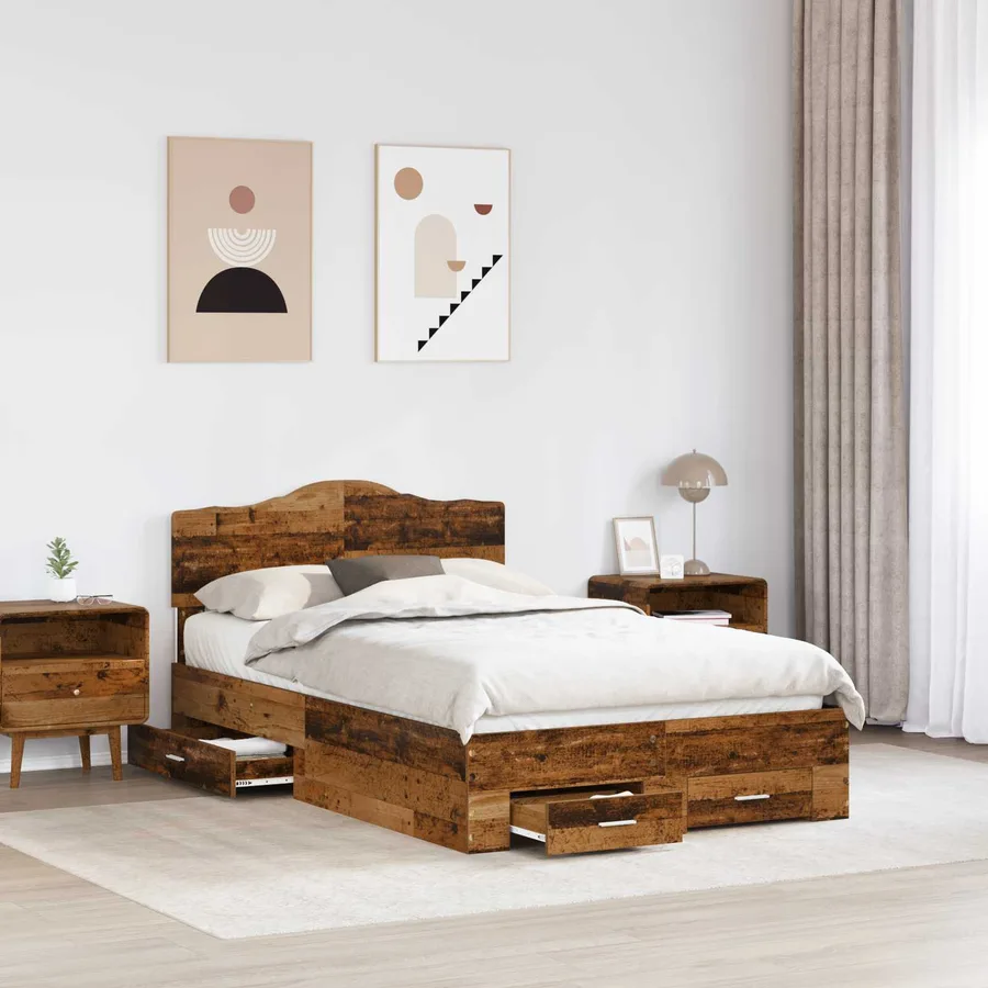Cadre de lit Bois ancien 120 x 190 cm Bois d'ingénierie - 3