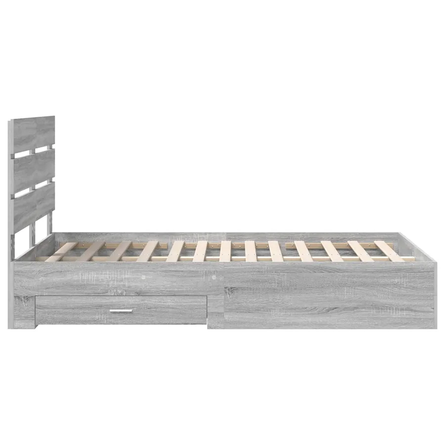 Cadre de lit Gris Sonoma 135 x 190 cm Bois d'ingénierie - 9