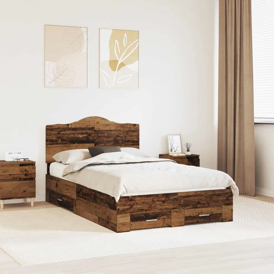 Cadre de lit Bois ancien 135 x 190 cm Bois d'ingénierie