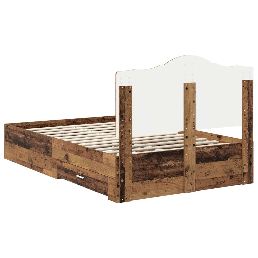 Cadre de lit Bois ancien 135 x 190 cm Bois d'ingénierie - 8