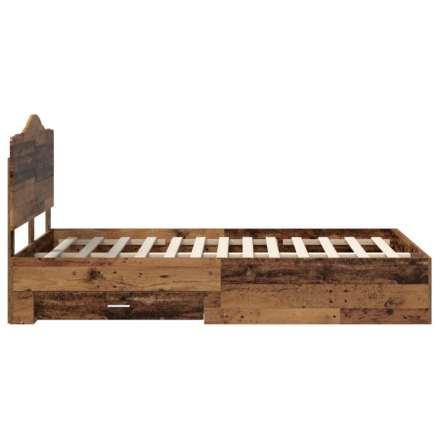 Cadre de lit Bois ancien 135 x 190 cm Bois d'ingénierie - 9