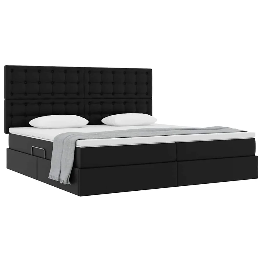 Lit de Rangement Noir 200 x 200 cm Cuir synthétique - 3