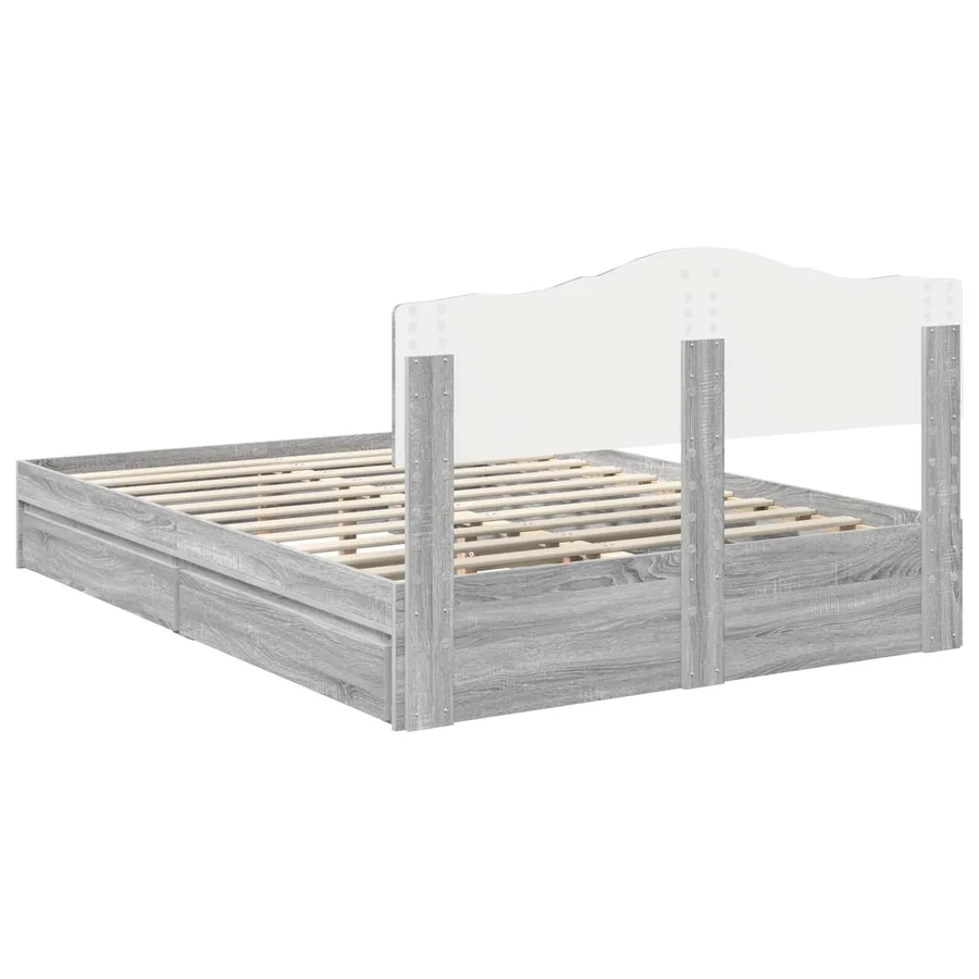 Lit de Rangement Gris Sonoma 150 x 200 cm Bois d'ingénierie - 10