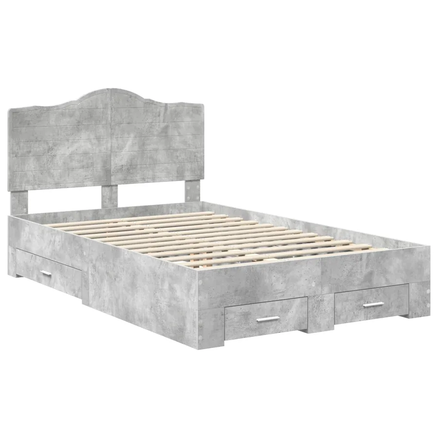 Cadre de lit Gris béton 120 x 190 cm Bois d'ingénierie - 4