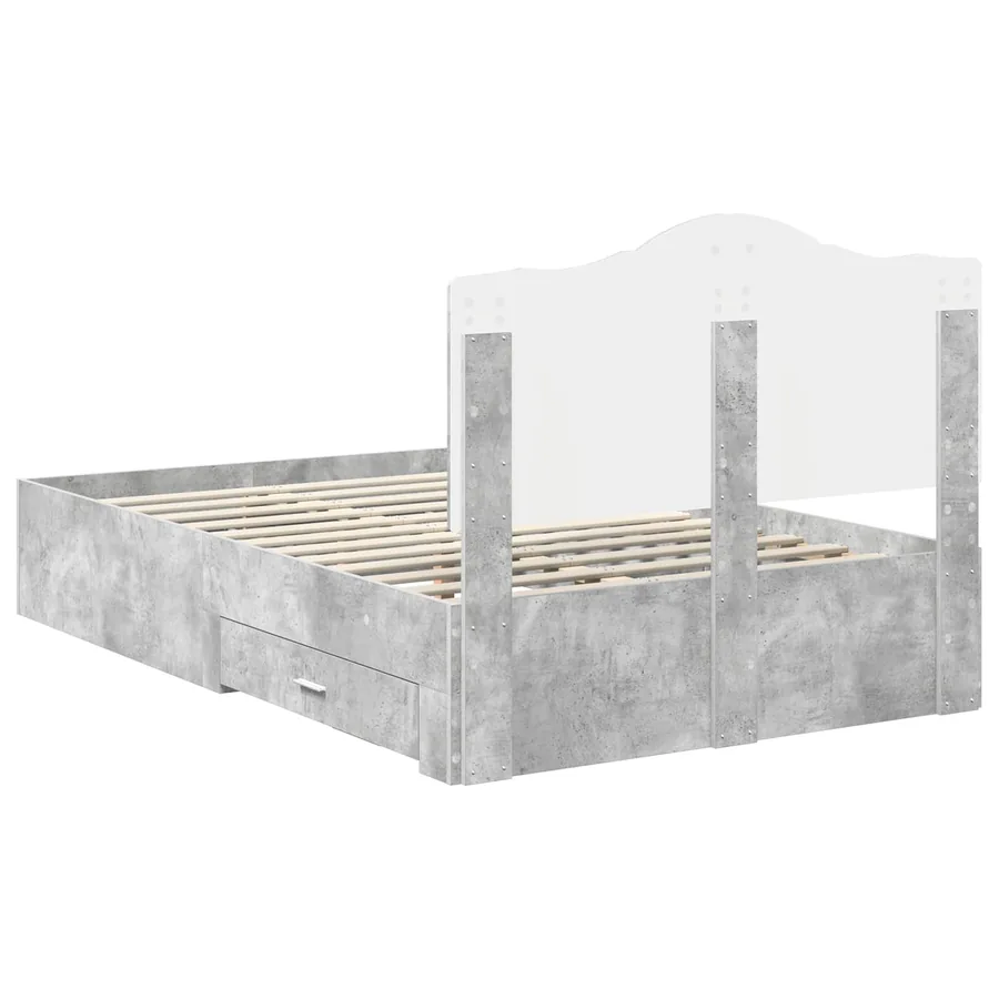 Cadre de lit Gris béton 120 x 190 cm Bois d'ingénierie - 8