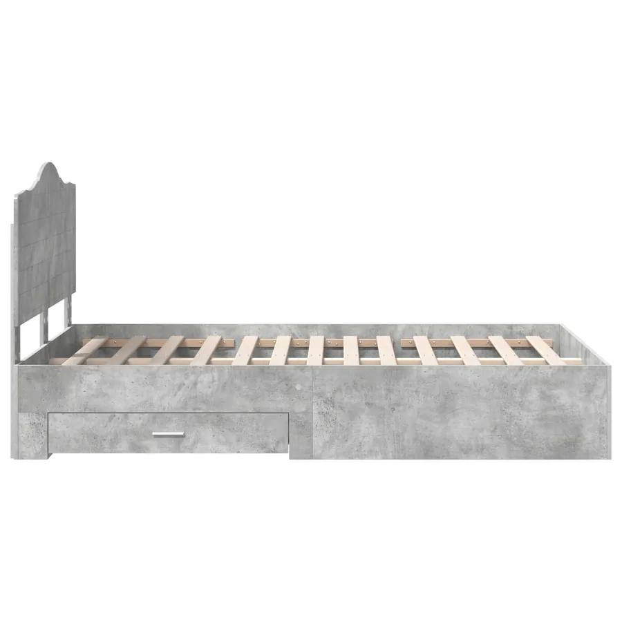 Cadre de lit Gris béton 120 x 190 cm Bois d'ingénierie - 9