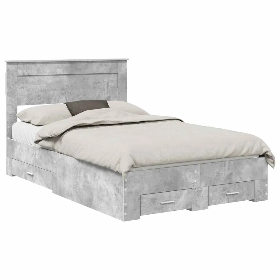 Cadre de lit Gris béton 120 x 190 cm Bois d'ingénierie - 2