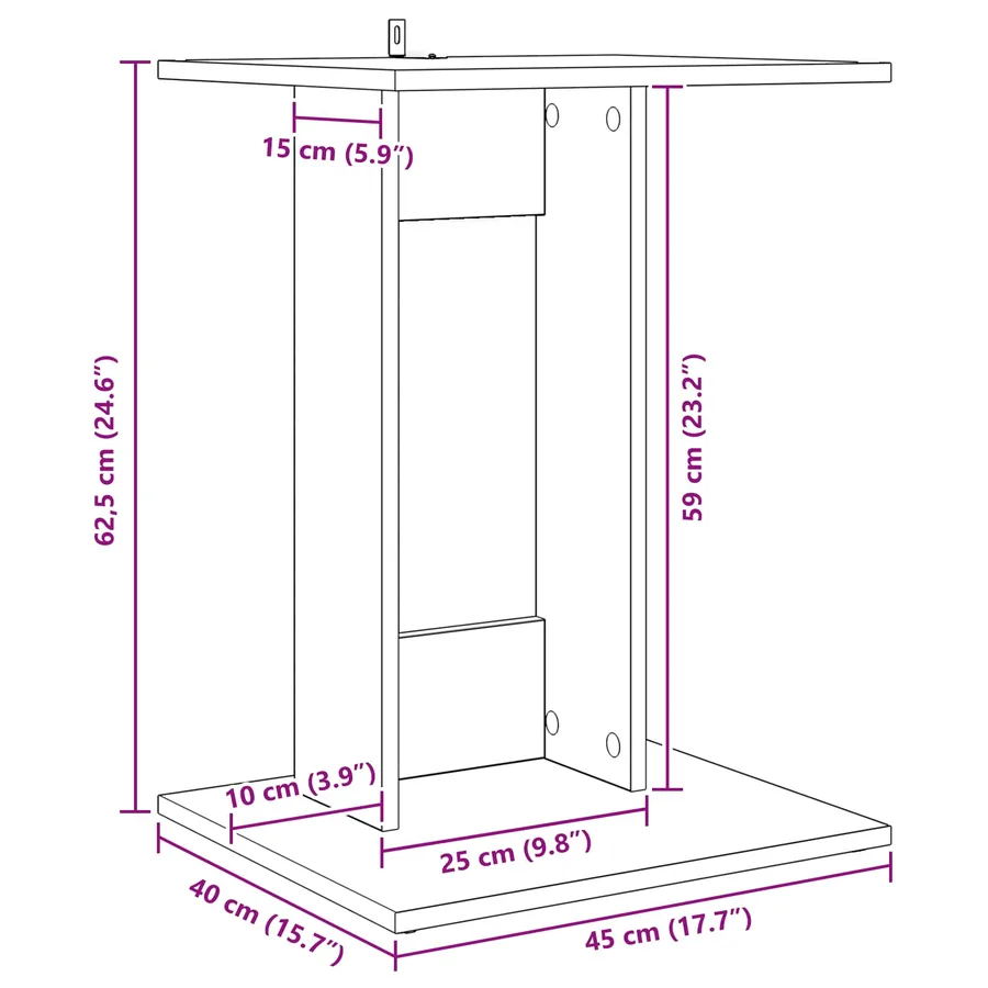 Table d'appoint Chêne noir 45 x 40 x 62,5 cm Bois d'ingénierie - 12