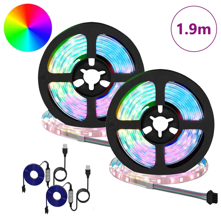 Bande LED 2 pcs Noir et Transparent 950 mm Cuivre et plastique - 2