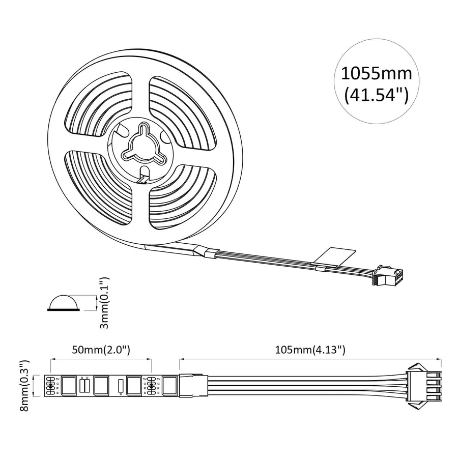 Bande LED 2 pcs Noir et Transparent 950 mm Cuivre et plastique - 9