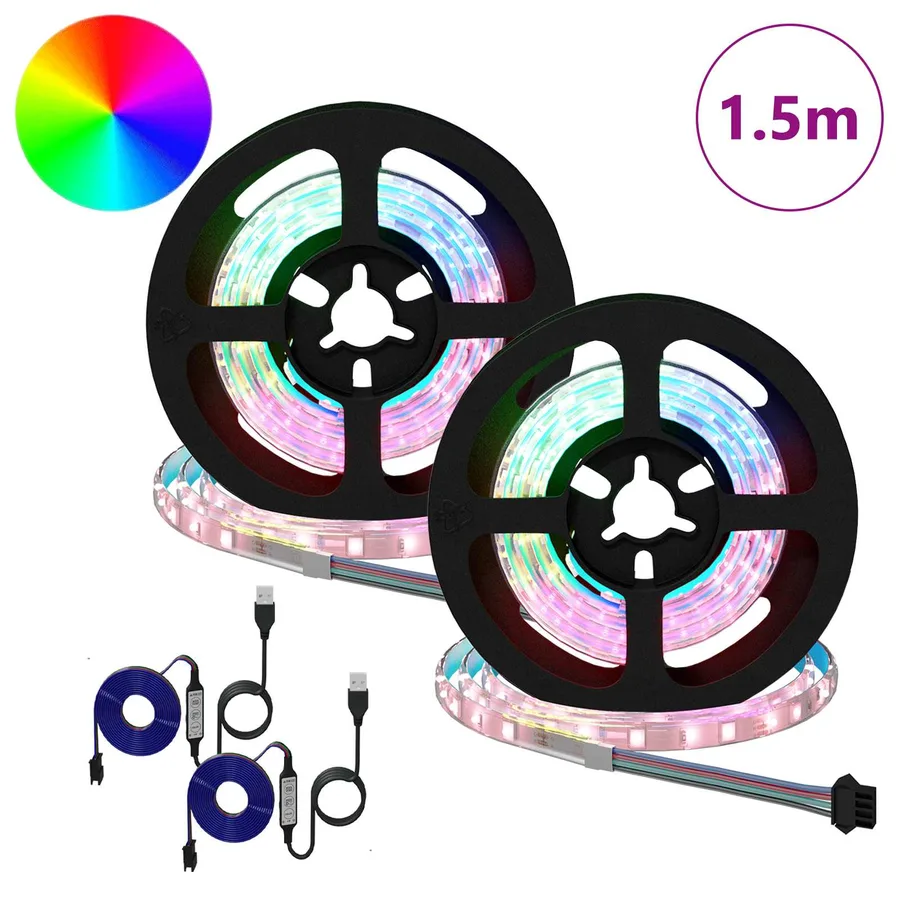 Bande LED 2 pcs Noir et Transparent 750 mm Cuivre et plastique - 2