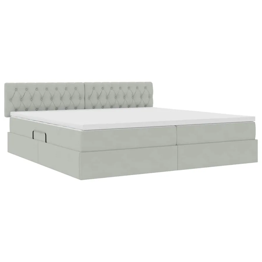 Lit de rangement LED avec matelas Gris clair 200 x 200 cm - 6
