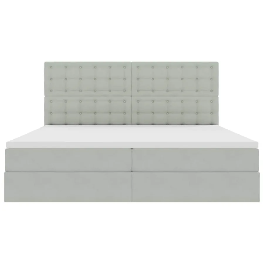 Lit avec rangement et matelas Gris clair 200 x 200 cm Velours - 7