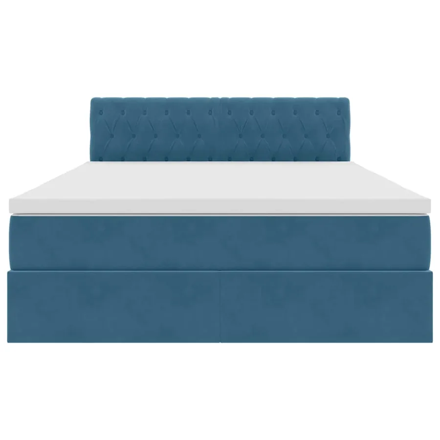 Lit de Rangement avec matelas Bleu foncé 140 x 190 cm Velours - 7