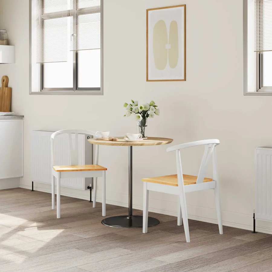 Chaise de salle à manger 2 pcs Blanc et Naturel - 3