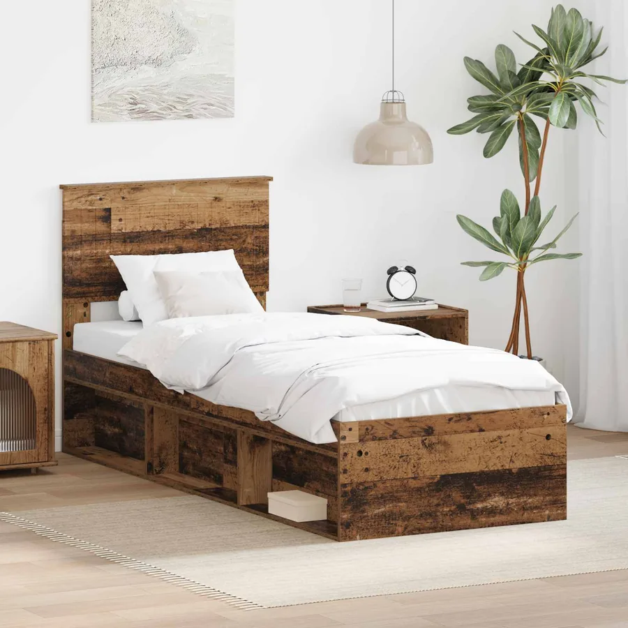 Cadre de lit Bois ancien 75 x 190 cm Pin massif