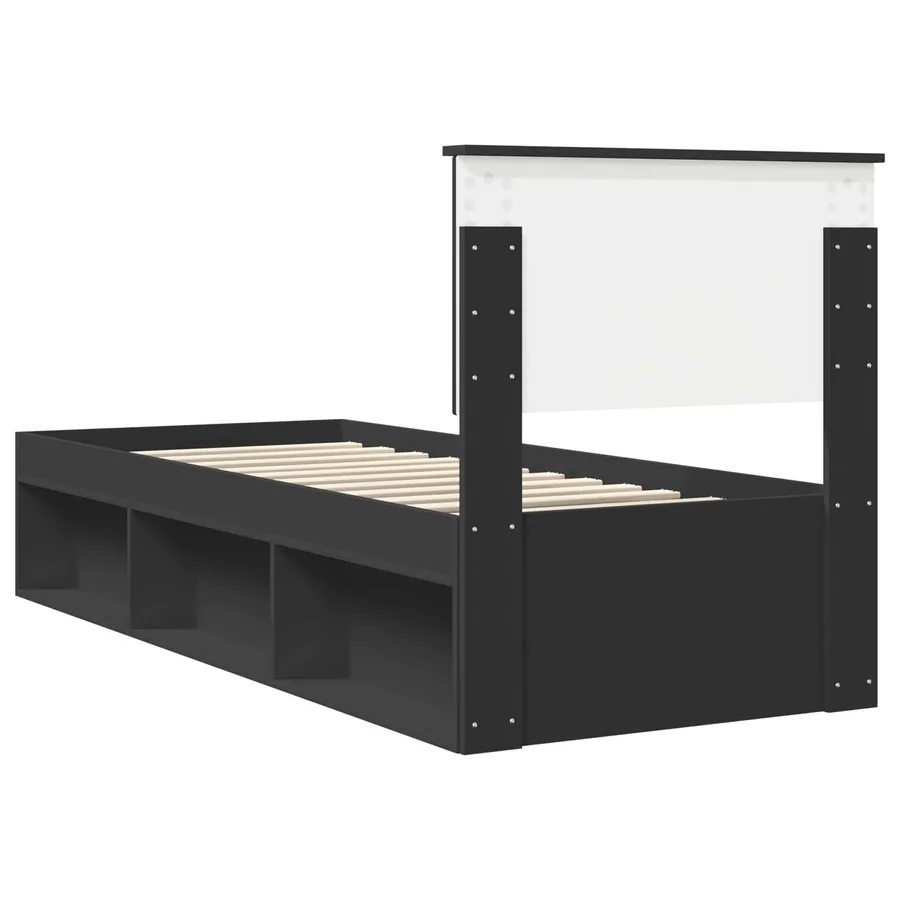 Cadre de lit avec tête de lit Noir 75 x 190 cm Pin massif - 9