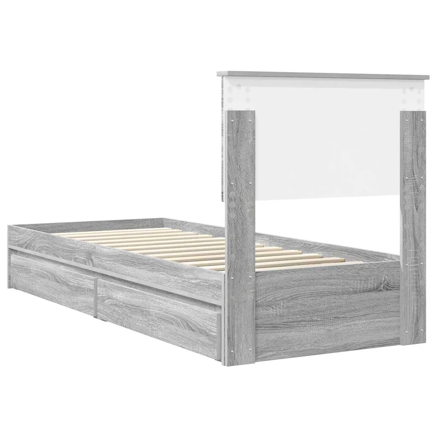 Lit de Rangement Gris Sonoma 75 x 190 cm Bois d'ingénierie - 10