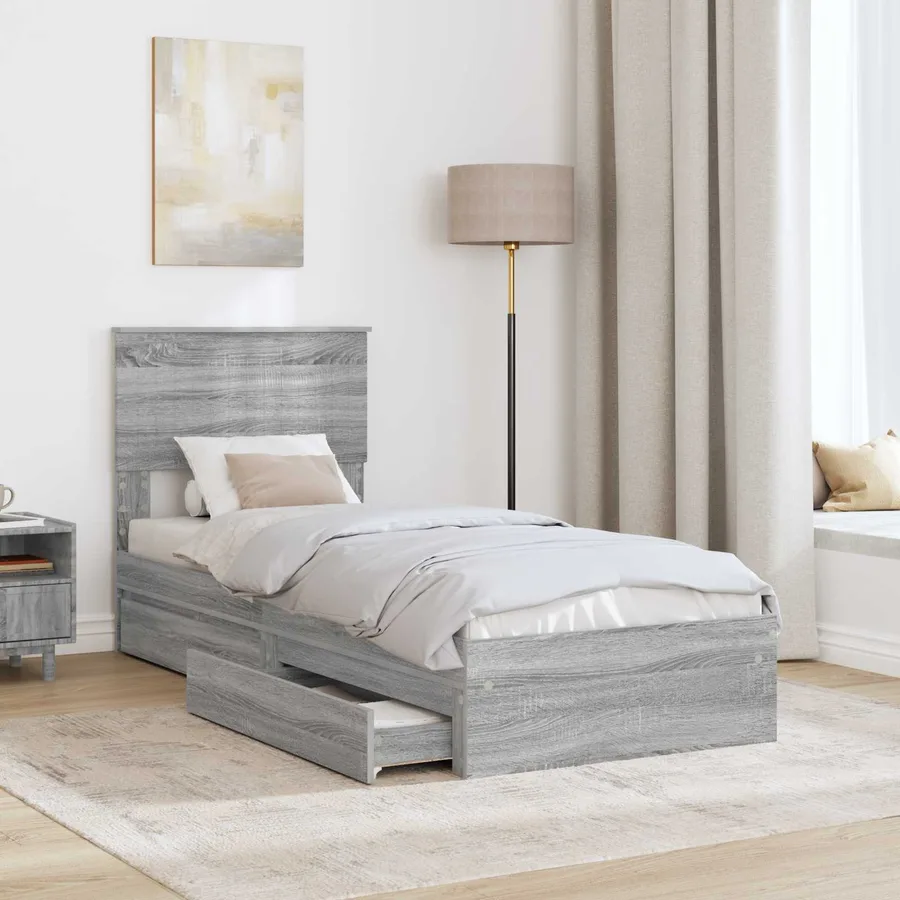 Lit de Rangement Gris Sonoma 75 x 190 cm Bois d'ingénierie - 3