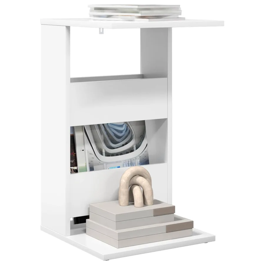 Table d'appoint Blanc 40 x 35 x 60,5 cm Bois d'ingénierie - 3